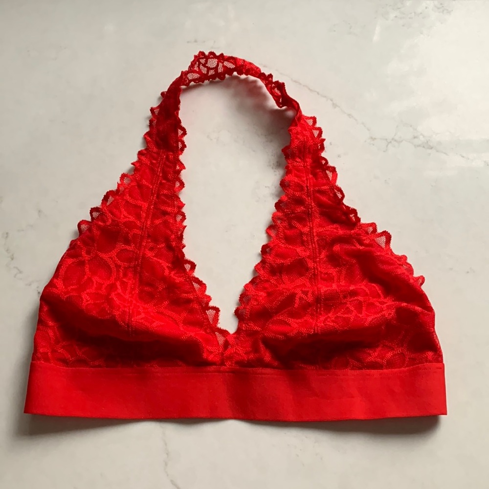 NWOT - Victoria's Secret Red Lace Halter Bralette